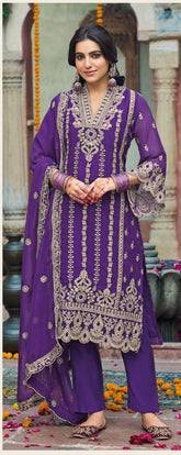Royal Purple Embroidered Suit Set